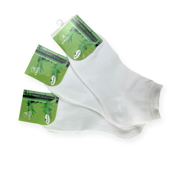 Bamboo ankle socks white 3 pairs