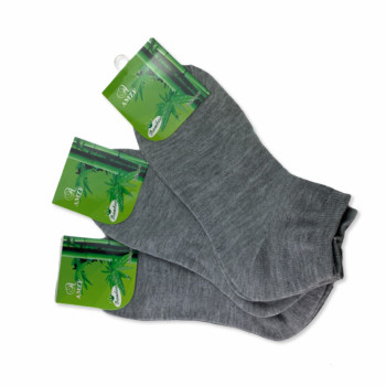 Bamboo ankle socks grey 3 pairs