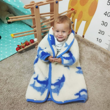 Dětský TV pytel - deka z ovčí vlny DELFÍNI 90 x 90 cm  