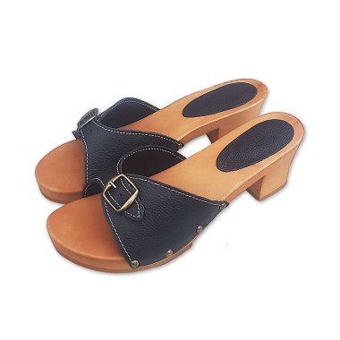 Dámské dřeváky na podpatku černé