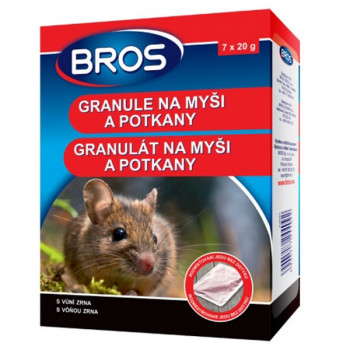 BROS Rodenticid  granule na myši a potkany 7 x 20 g 