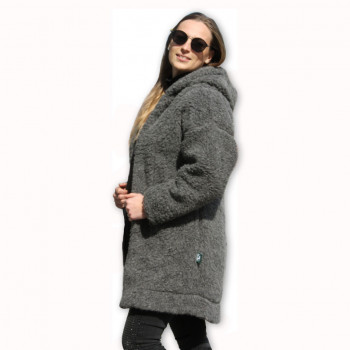 Kabát s kapucí z ovčí vlny DIANA -11