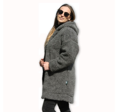 Kabát s kapucí z ovčí vlny DIANA