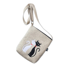 Filcová kabelka - Černá a bílá kočka