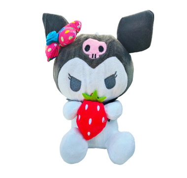 Hello Kitty plyšová KUROMI šedá s jahodou