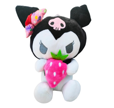 Hello Kitty plyšová KUROMI černá s jahodou