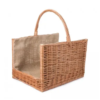 Proutěný koš na dřevo hranatý