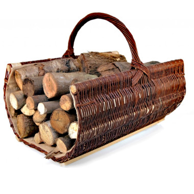 Proutěný koš na dřevo ke krbu neloupaný velký 