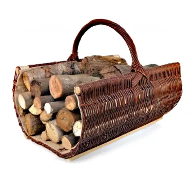 Proutěný koš na dřevo ke krbu neloupaný