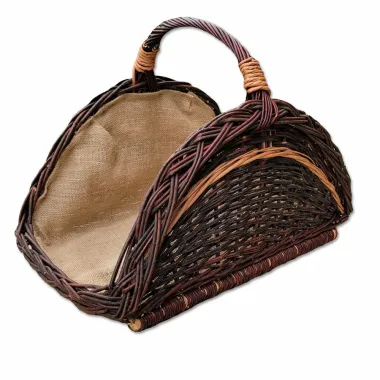 Velký proutěný koš na dřevo neloupaný