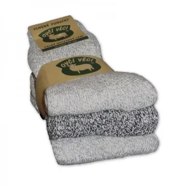 Ponožky z ovčí vlny šedé 3 páry