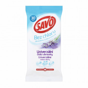 SAVO Univerzální dezinfekční ubrousky bez chlóru, LEVANDULE 30 ks