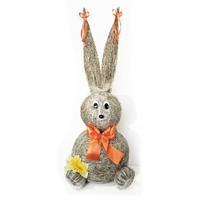 Slámový zajíc s oranžovou 75 cm