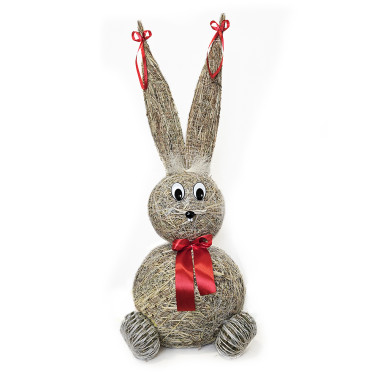 Slámový zajíc s červenou 66 cm