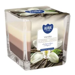 Tříbarevná vonná svíčka ve skle - Vanilla 170 g