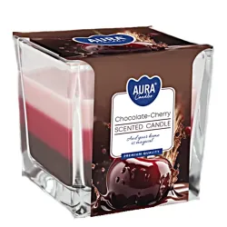 Tříbarevná vonná svíčka ve skle - Chocolate Cherry 170 g