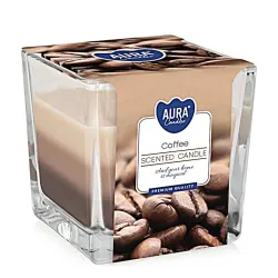 Tříbarevná vonná svíčka ve skle - Coffe 170 g