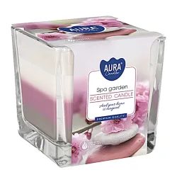 Tříbarevná vonná svíčka ve skle - SPA Garden 170 g