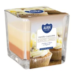 Tříbarevná vonná svíčka ve skle - Vanilla Cupcake 170 g