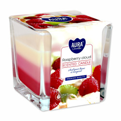 Tříbarevná vonná svíčka ve skle - Raspberry cloud