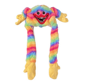 Svítící čepice Huggy Wuggy duhová s pohyblivýma ušima