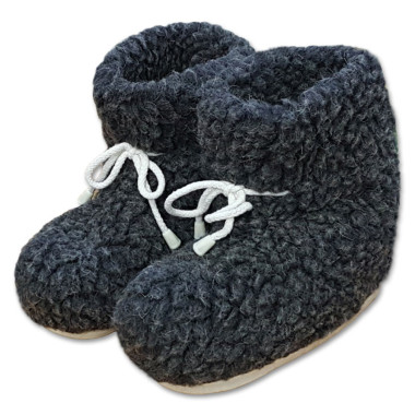 Vlněné bačkory Grafit - protiskluzové