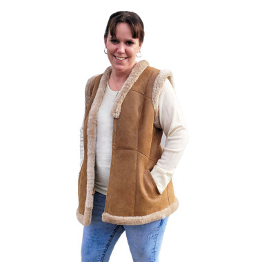 Dámská kožená vesta z jehněčiny