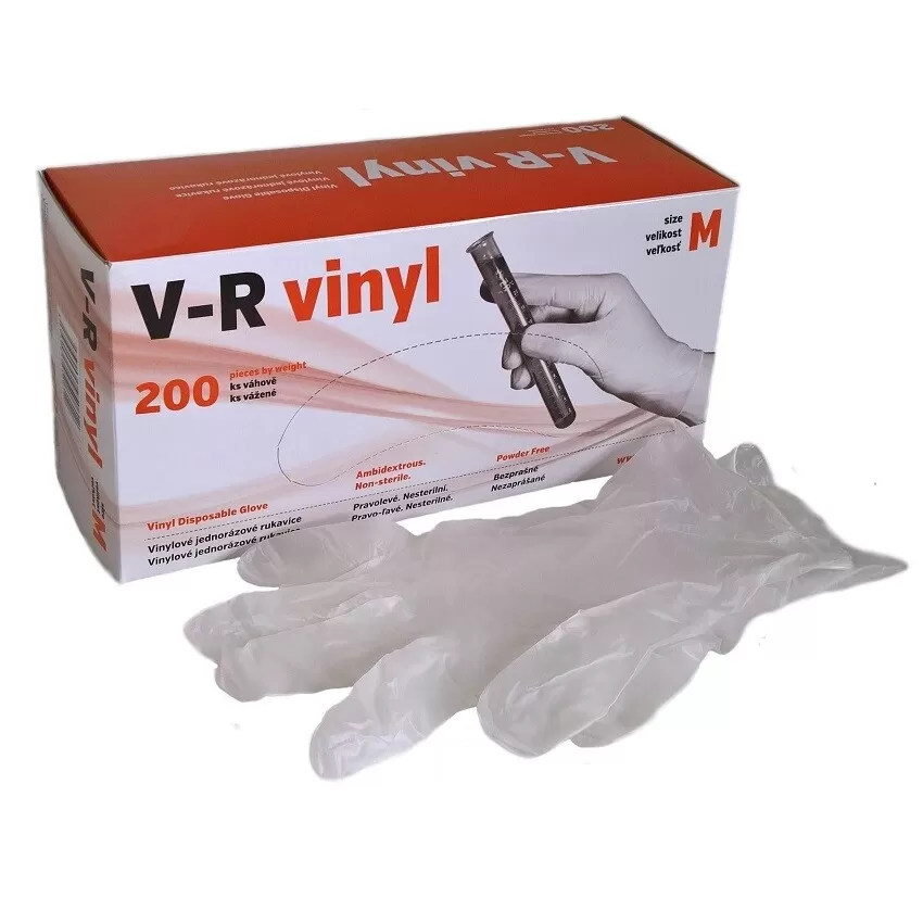 Rukavice vinylové V-R bezpudrové 200 ks 100 KS