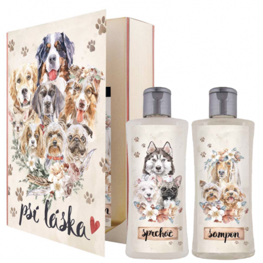 Bohemia Gifts Psí láska sprchový gel 250 ml + šampon na vlasy 250 ml kniha dárková sada