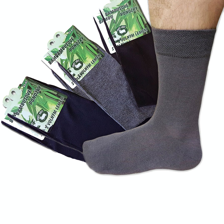 Ponožky bambusové, mix barev 6 párů hladké