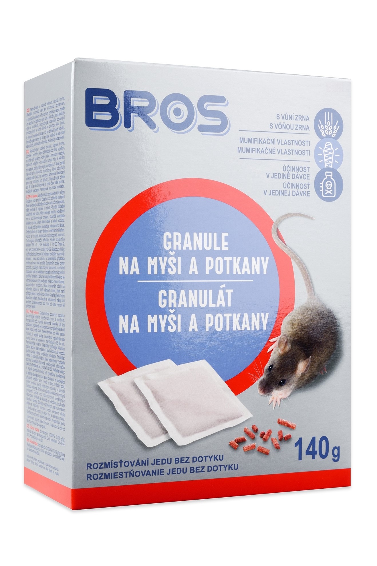 BROS Rodenticid granule na myši a potkany 7 x 20 g