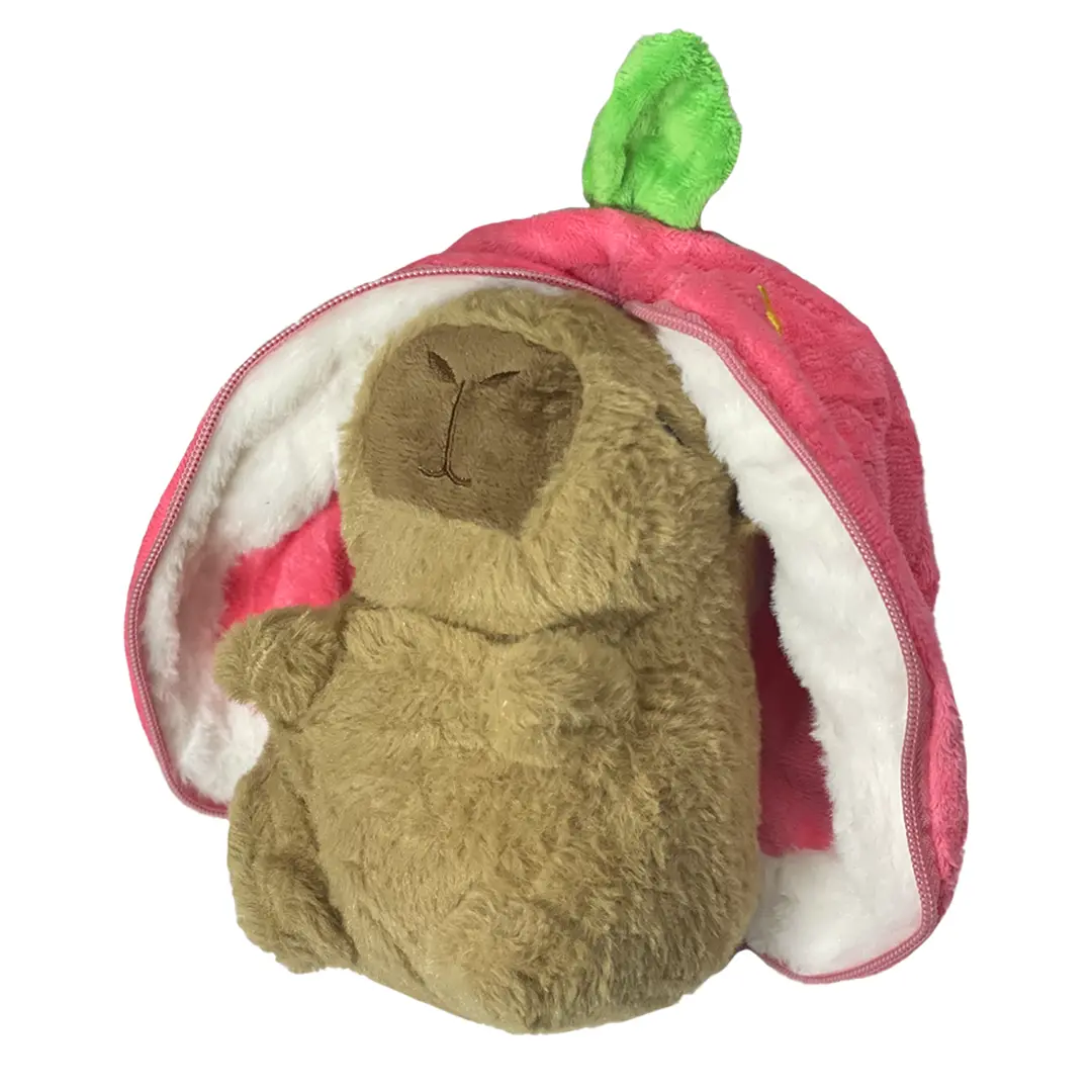 Plyšová Kapybara Strawberry - 25 cm Oranžová