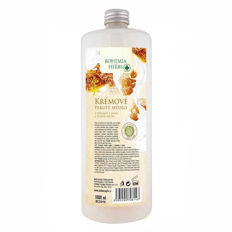 Bohemia Gifts Med a Kozí mléko krémové tekuté mýdlo 1000 ml