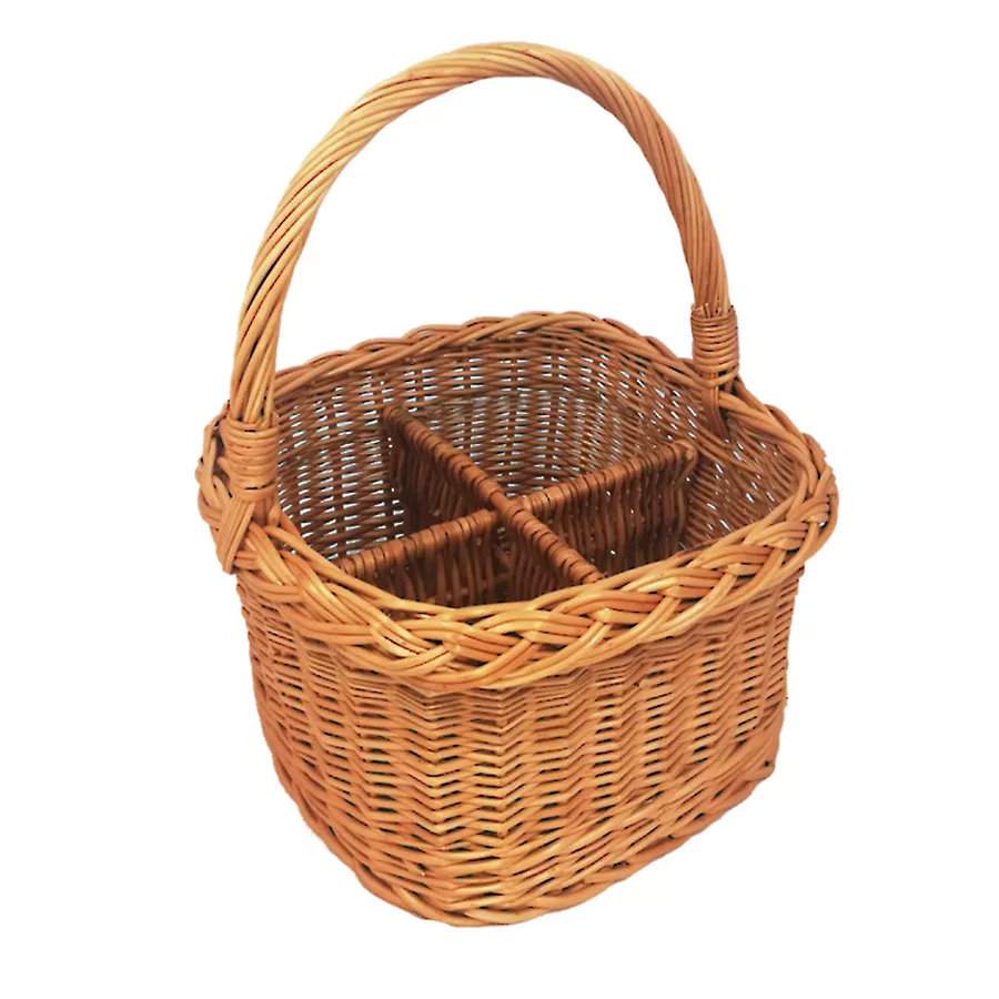 OVČÍ VĚCI Proutěný nosič na 4 láhve - 30 x 30 cm