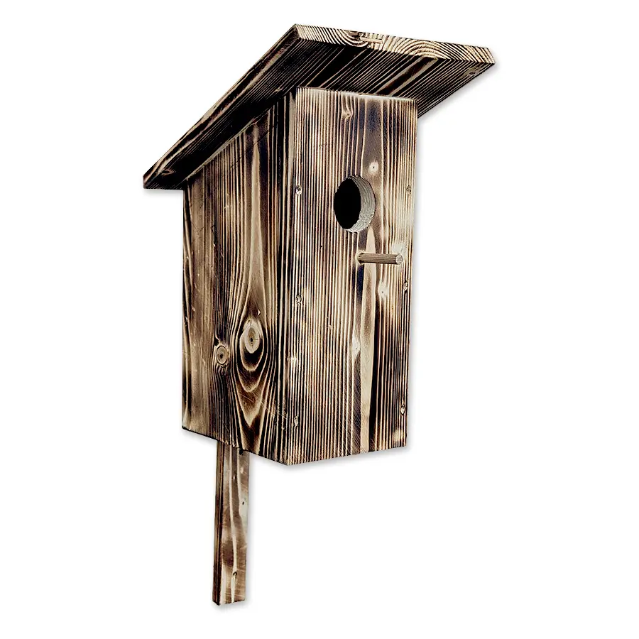 OVČÍ VĚCI Dřevěná ptačí budka – opalované dřevo 31 x 16,5 x 13,5 cm