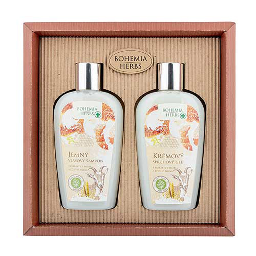 Bohemia Herbs Med a Kozí mléko sprchový gel 250 ml + šampon na vlasy 250 ml dárková sada