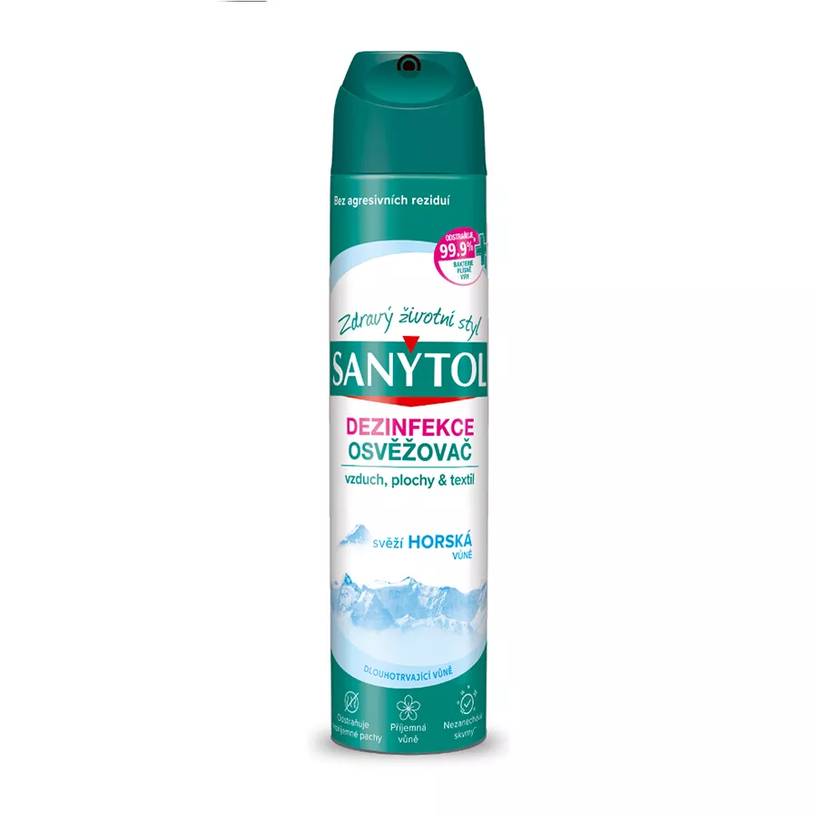 Levně SANYTOL Dezinfekční osvěžovač vzduchu, povrchů a textilií s vůní hor, 300 ml