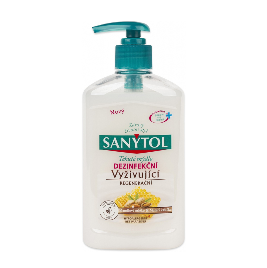 Levně SANYTOL Vyživující regenerační dezinfekční tekuté mýdlo s dávkovačem, 250 ml