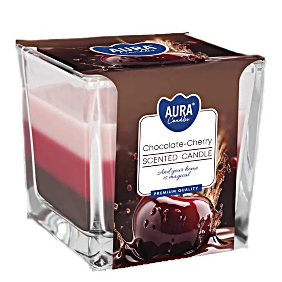 Bispol Tříbarevná vonná svíčka ve skle - Chocolate Cherry 170 g