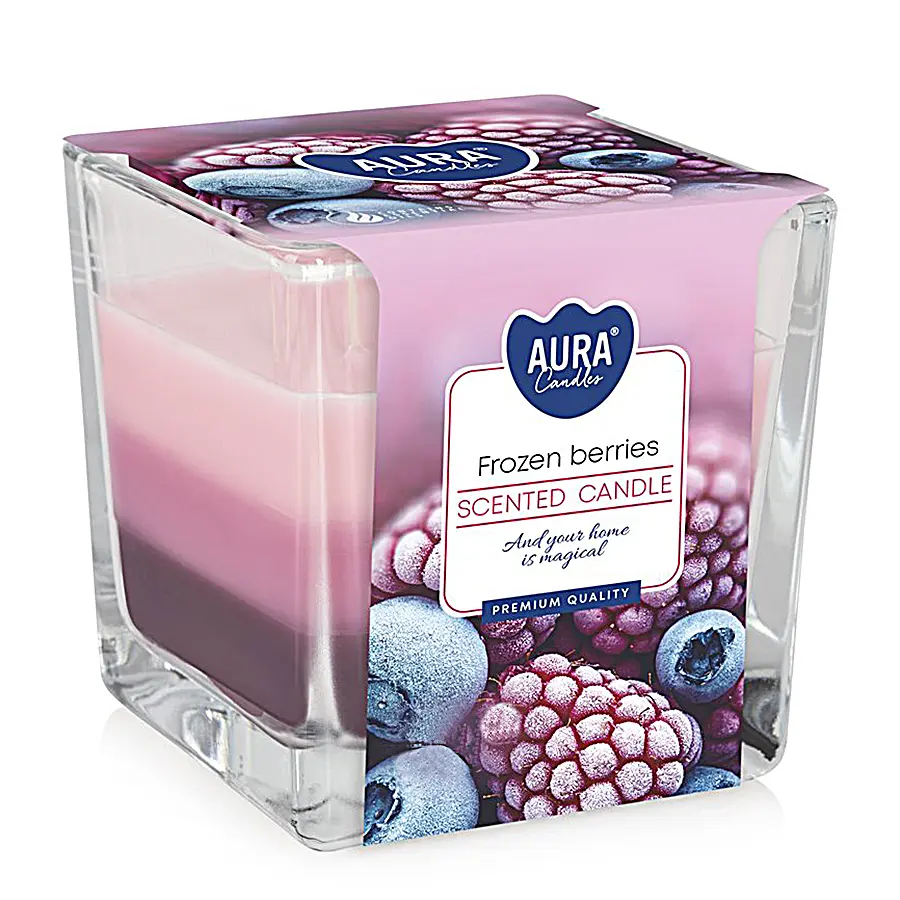 Bispol Tříbarevná vonná svíčka ve skle - Frozen Berries 170 g