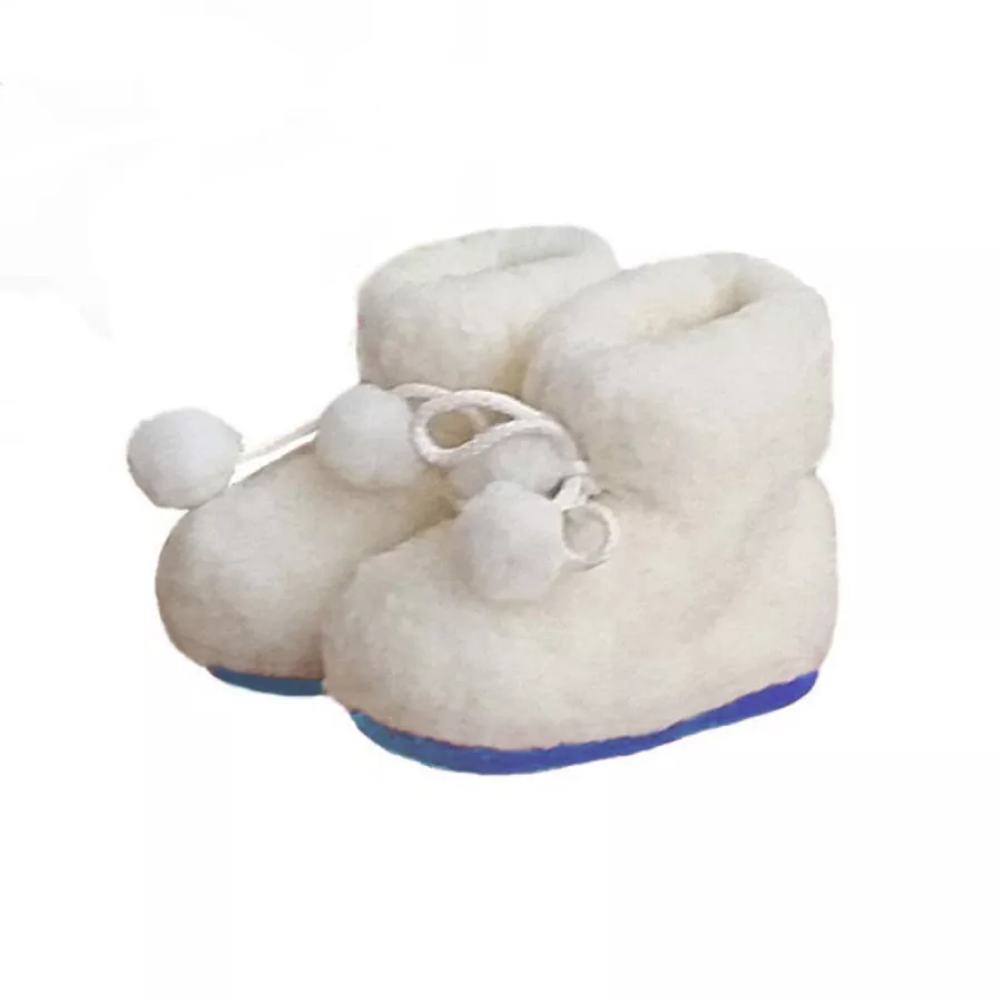Levně OVČÍ VĚCI Dětské vlněné bačkory modré velikost 22 - 23 cm hnědá 17 - 18 cm